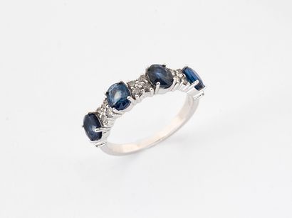 Half wedding band in white gold 750°/°° set...