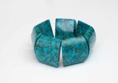 Elastic bracelet of recomposed turquoise...