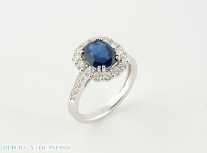 Bague Pompadour en or gris 750 °/°° sertie...