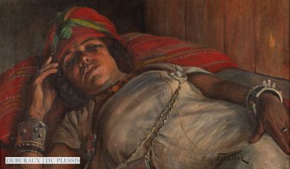 -	Fritz MULLER
Femme arabe allongée
Toile...