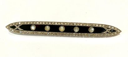 Broche barrette en or deux tons ET ornée...
