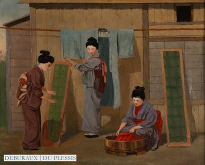 Ecole japonaise
Teinturières
Huile sur toile...