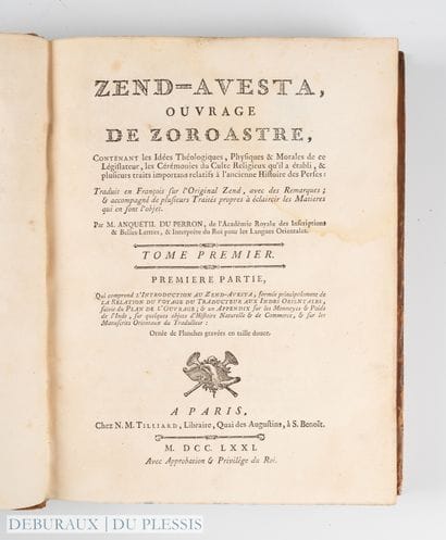 ANQUETIL DU PERRON. 
Zend-Avesta, ouvrage...