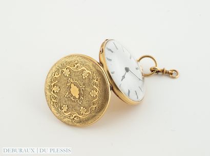 Montre de col en or 750°/°°cadran émaillé...