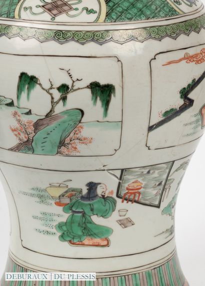 Porcelain vase decorated with green family...
