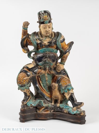 Polychrome stoneware guandi.
China, 19th...