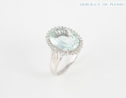 Pompadour ring in 750°/°° white gold set...