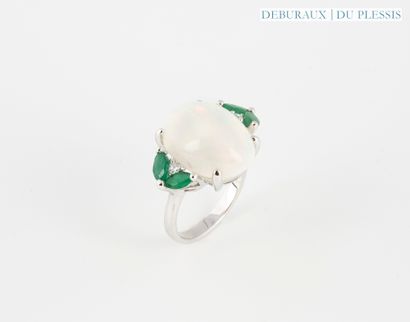 Ring in 750°/°° white gold set with an opal...