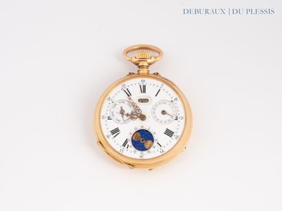 Pocket watch in 750°/°° gold, white enamel...