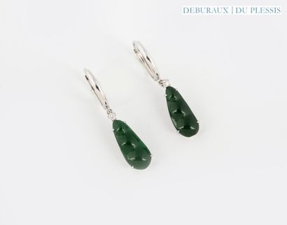 Pair of 750°/°° white gold hoop earrings...