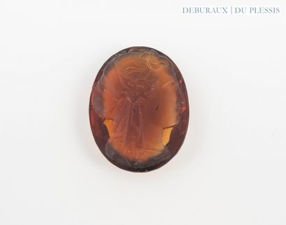 Engraved cameo on a citrine with a profile...