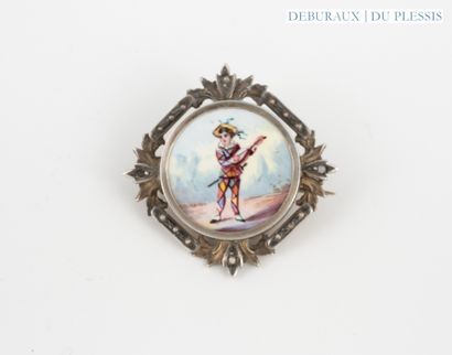 Broche feuillagée en argent 800°/°° ornée...