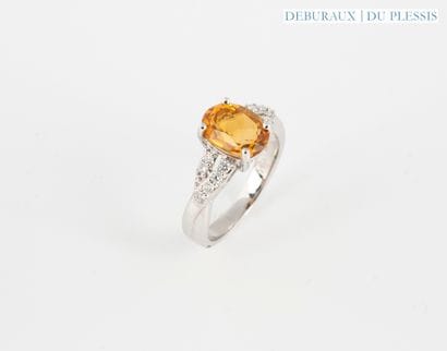 Ring in 750°/°° white gold set with an oval...