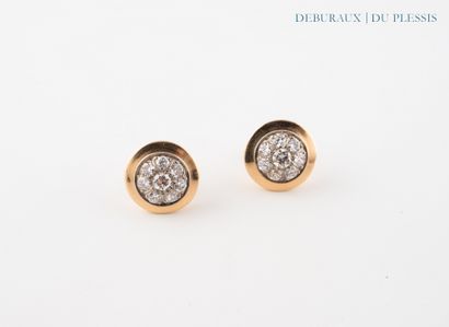 Paire de boutons d'oreille en or 750°/°°,...