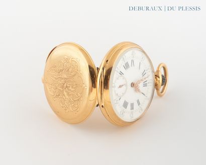 Pocket watch in 750°/°° gold, white enameled...