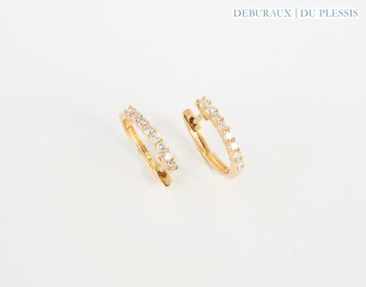 Pair of rose gold 750°/°° hoop earrings set...