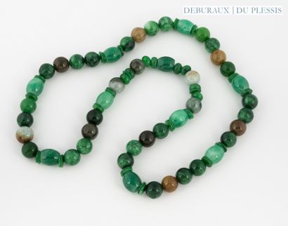 Necklace of probably tinted nephrite and...