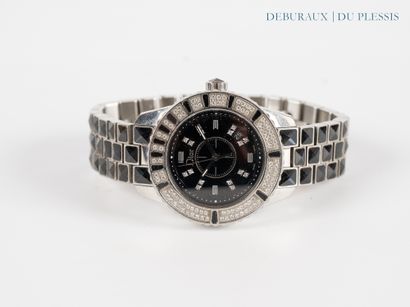 DIOR.
Steel ladies' wristwatch, black dial...