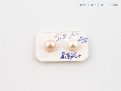 Paire de perles probablement fines de forme...