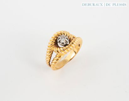 Twisted gold 750 °/°° knot ring set with...