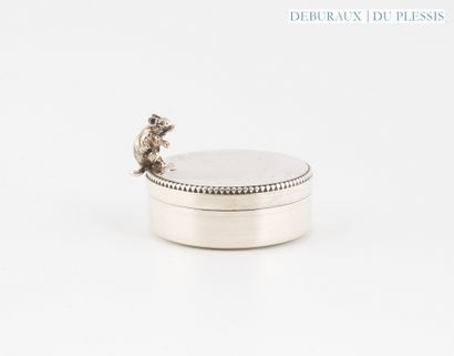 Round milk-tooth box in 925°/°° silver topped...