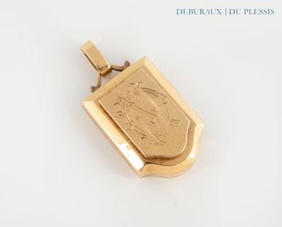 Opening pendant in 750°/°° gold, embellished...
