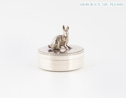 Round milk-tooth box in 925°/°° silver topped...