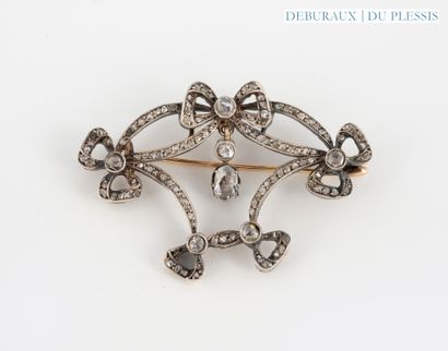 Gold 750°/°° and silver garland pendant brooch...