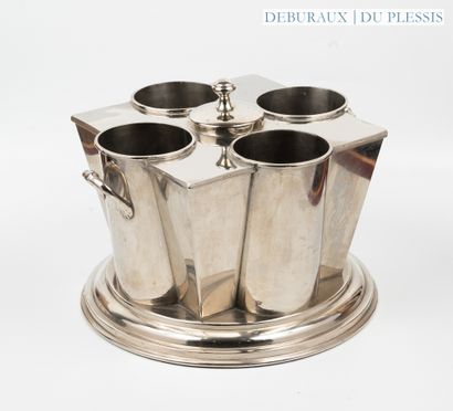 Silver-plated metal refreshment stand with...