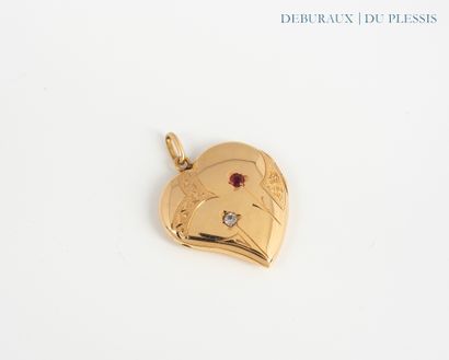 Heart pendant in 750°/°° gold set with one...