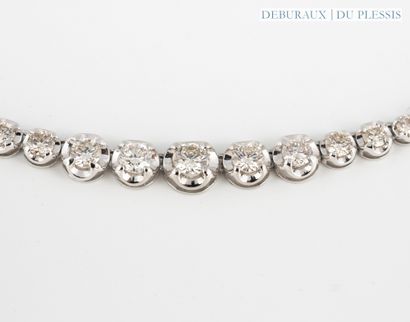 River necklace in platinum set with a line...