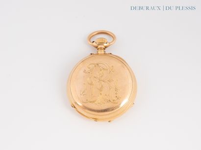 Pocket watch in 750°/°° gold, white enamel...