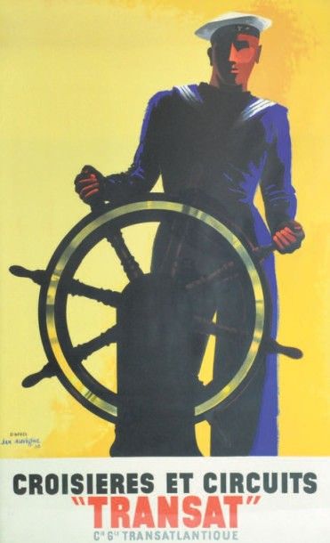 JAN AUVIGNE
Marin à la barre. Lithographie...