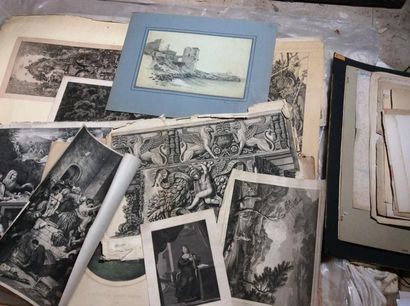 Lot de gravures (XIXe et XXe), vues de villages,...