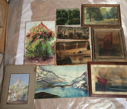 Lot de 9 pièces encadrées (XIXe et XXe),...