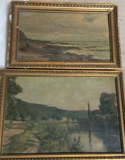 

Karl CARTIER (1855-1925). Paysage lacustre...