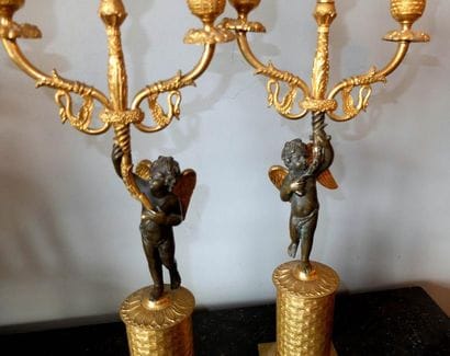 Paire de candélabres à trois lumières en...