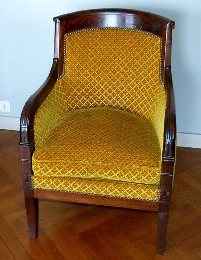Bergère gondole en acajou et placage d'acajou,...