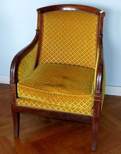 Bergère gondole en acajou et placage d'acajou,...