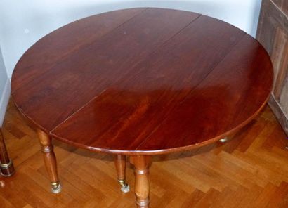 Table de salle à manger en acajou et placage...