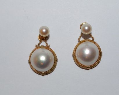 Paire de pendants d'oreilles en or 585 °/°°...