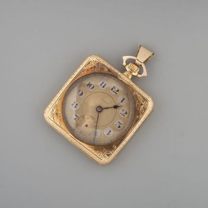 Montre de col en or guilloché 750 °/°° à...