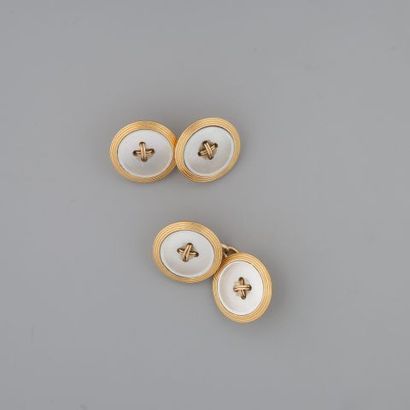 Paire de boutons de manchettes en or 750...