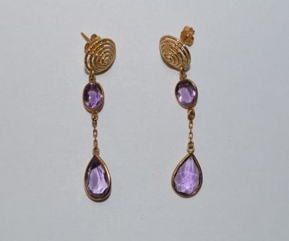 Paire de pendants d'oreilles spirales en...