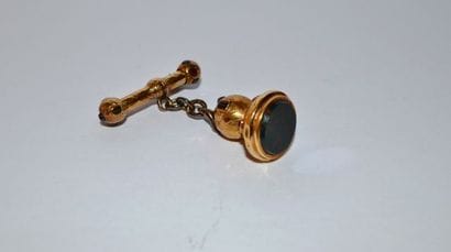 Broche barrette feuillagée en or deux tons...