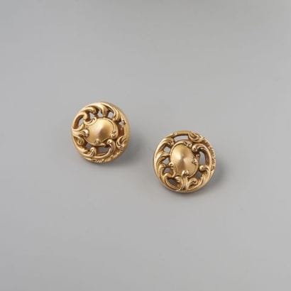 Paire de boutons de plastron en or 750 °/°°,...