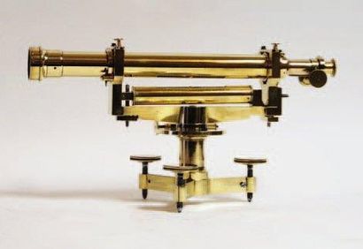 Niveau de géodésie à lunette en bronze et...