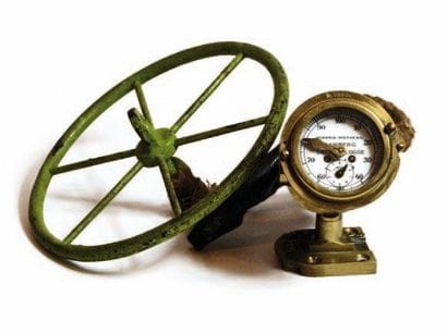 Compteur de loch en bronze et volant. Marqué...