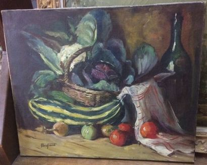 Nature morte au panier de légumes
Toile.
50...