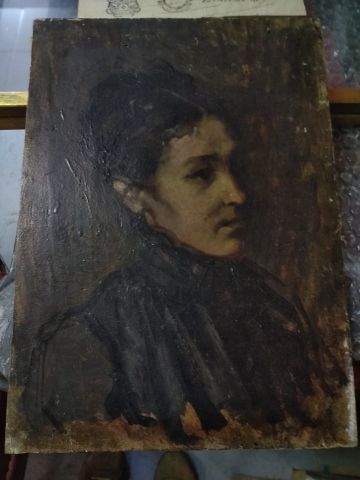 Etude de jeune femme
Huile sur panneau.
Trace...